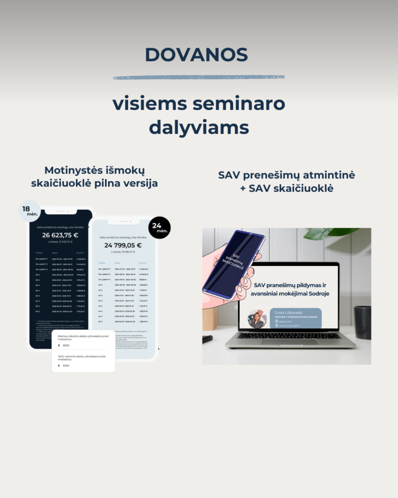 seminaras apie motinystes ismokas dirbant savarankiskai