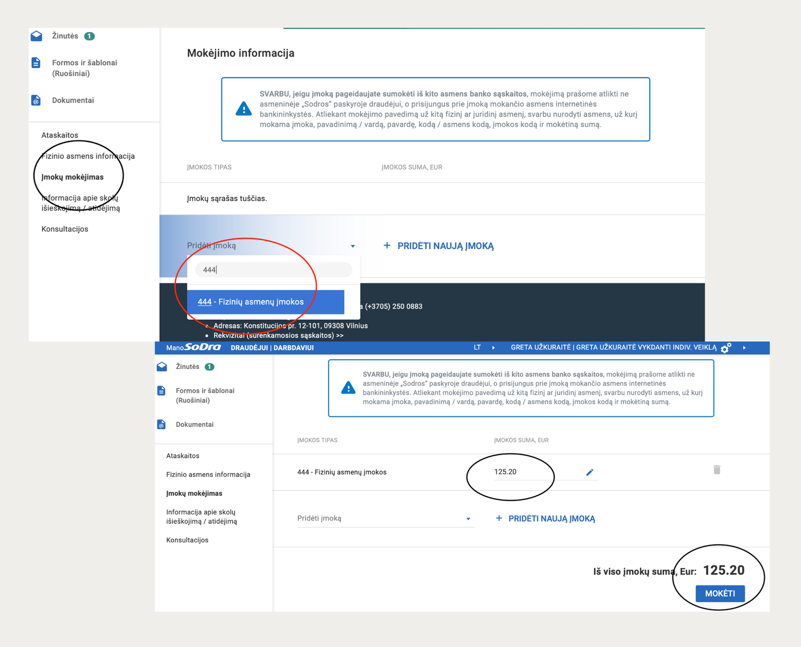 avansines vsd imokos mokejimas